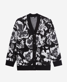 Wool-Blend Floral Cardigan | Women | Black x White