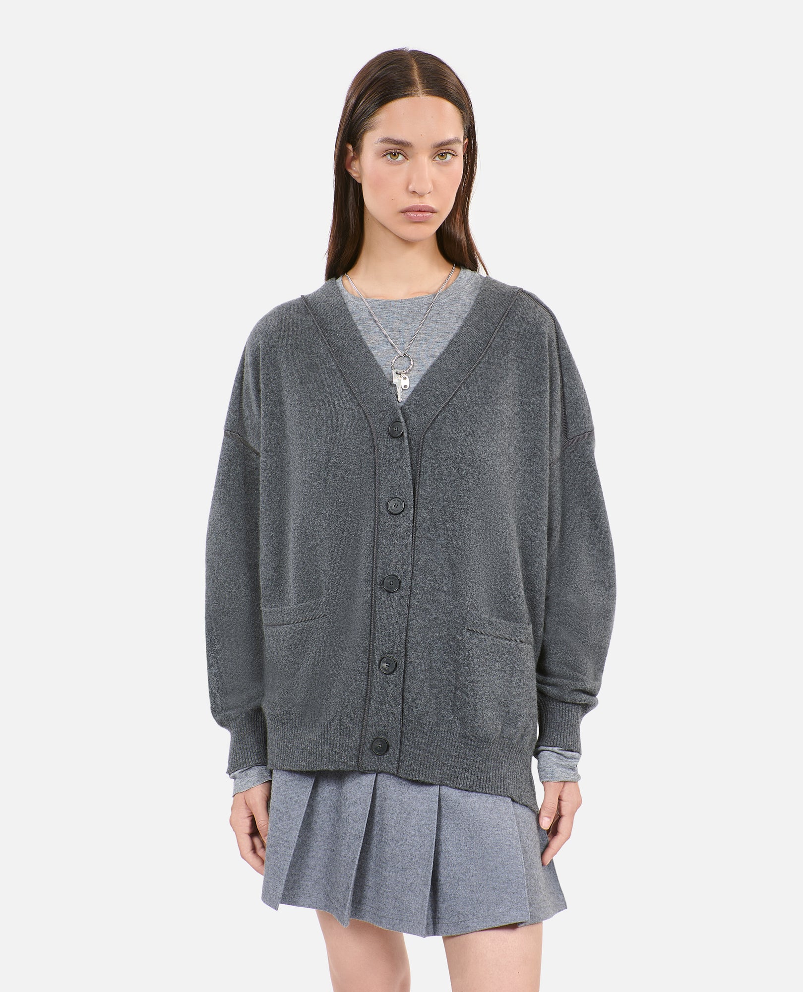 Grey Cashmere Cardigan | Women | Anthracite Melange