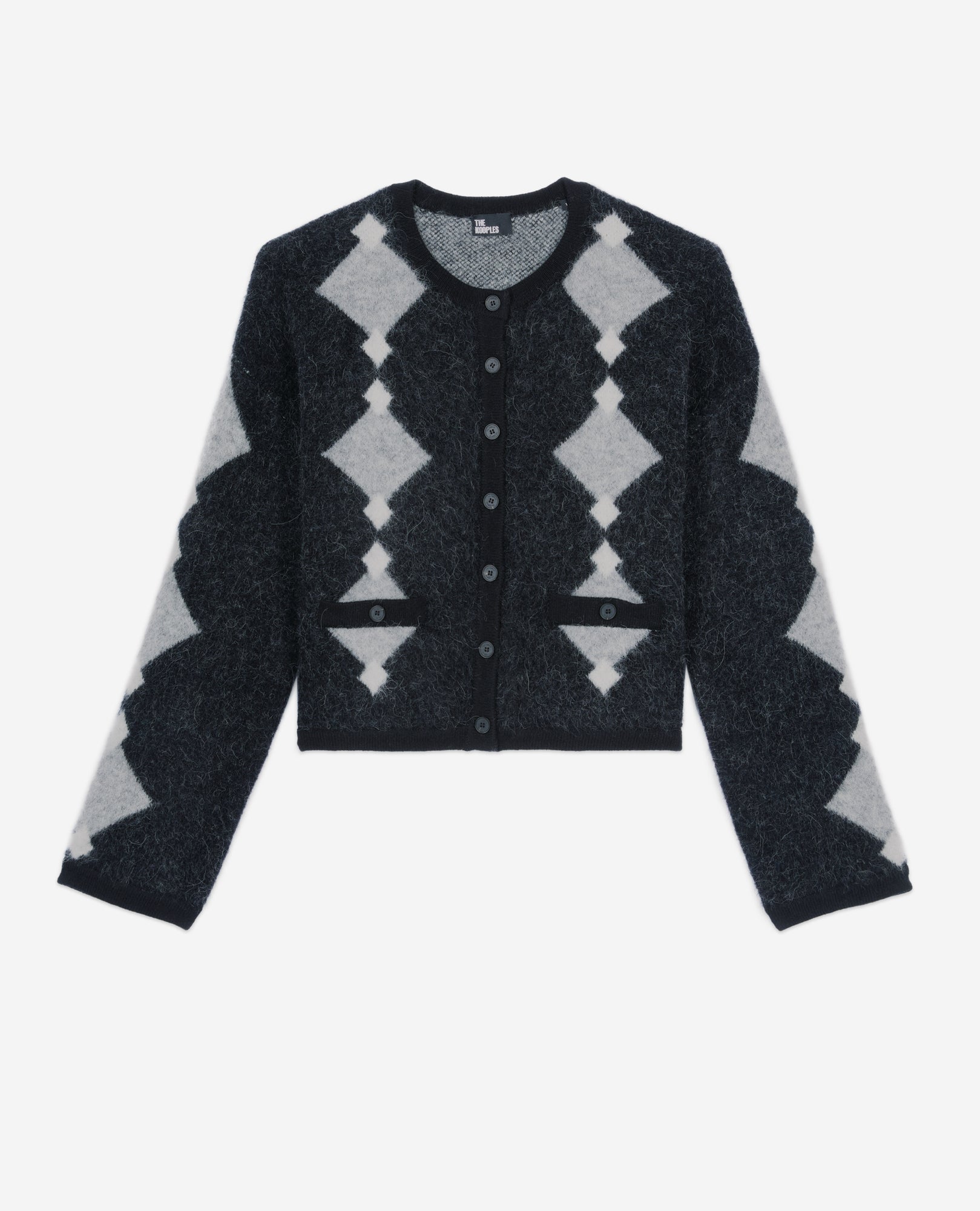 Alpaca Diamond Cardigan | Women | Black Grey White