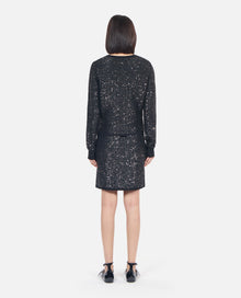 Sequined Knit Cardigan | Women | Black