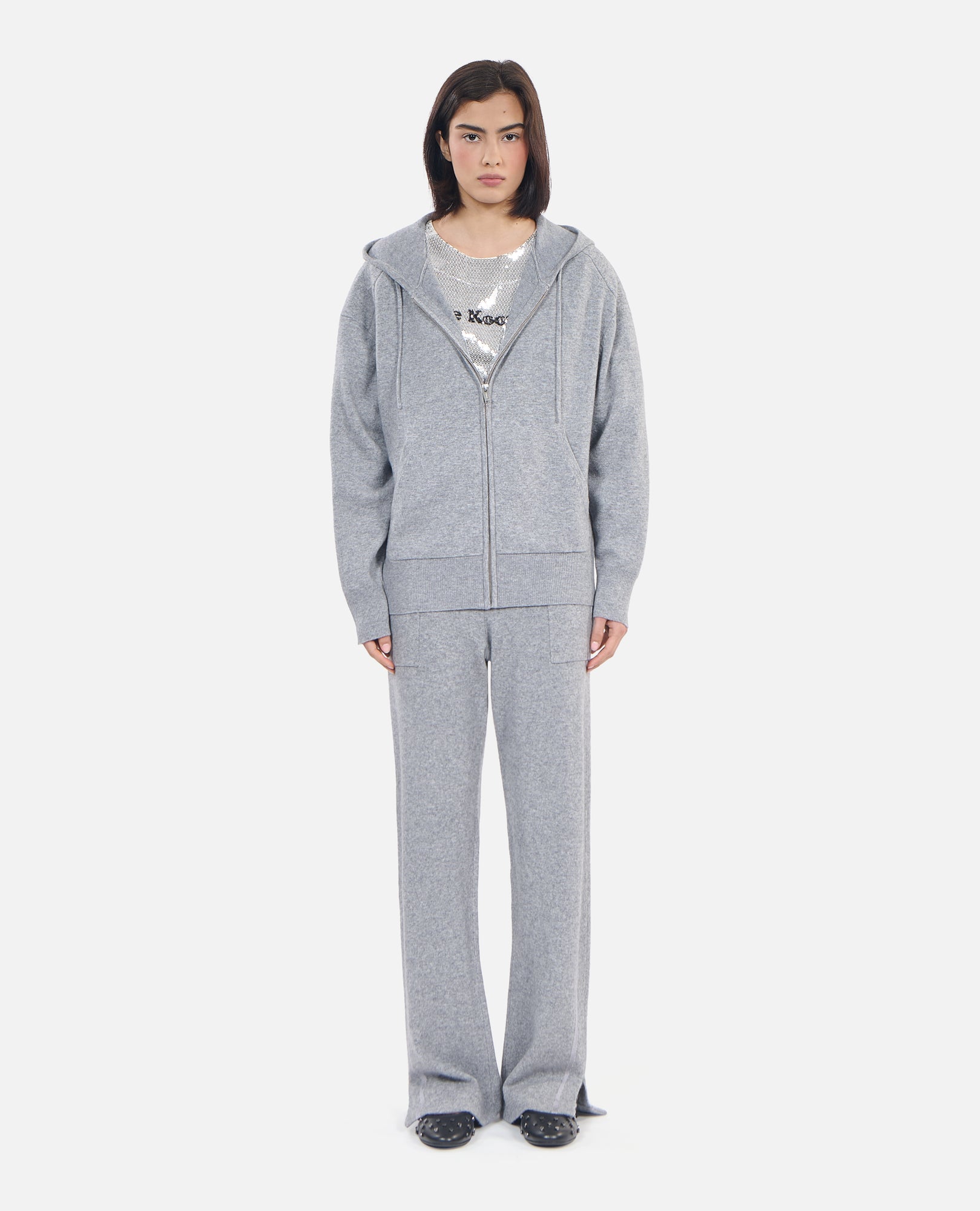 Wool And Cashmere Hoodie | Women | Middle Grey Mel