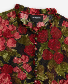 Floral Print Dress Shirt | Women | Black x Red