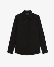 Silk Shirt With Buttoned Collar | Women | Black