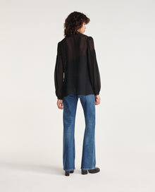 Loose V-Neck Buttoned Shirt | Women | Black