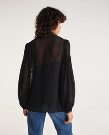 Loose V-Neck Buttoned Shirt | Women | Black