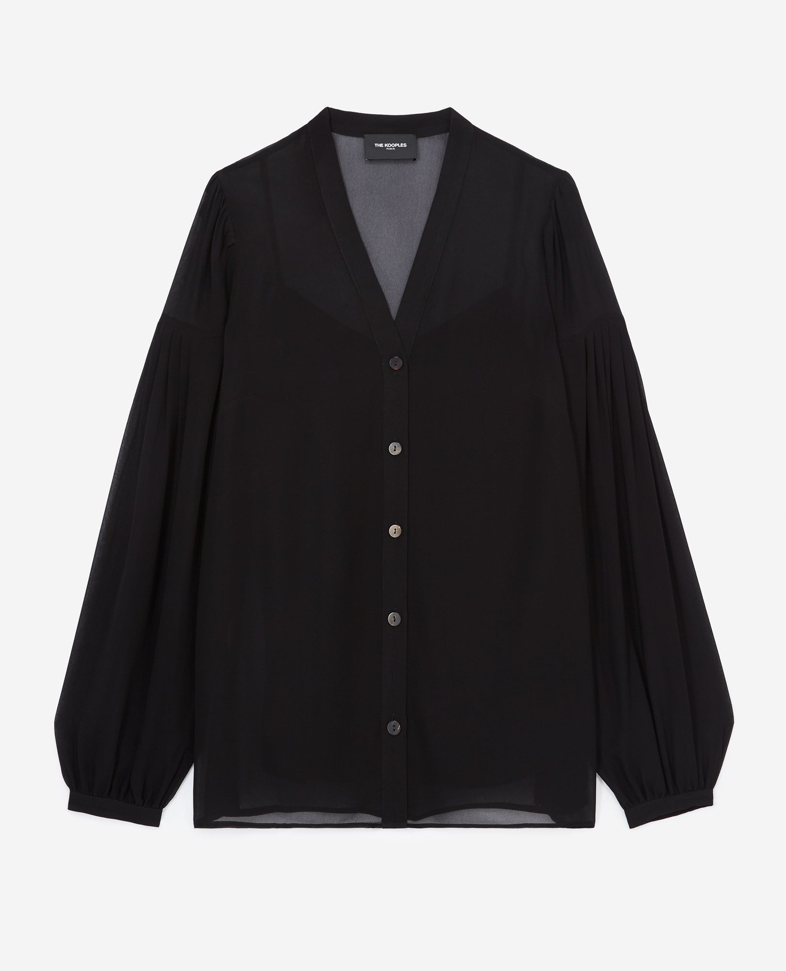 Loose V-Neck Buttoned Shirt | Women | Black