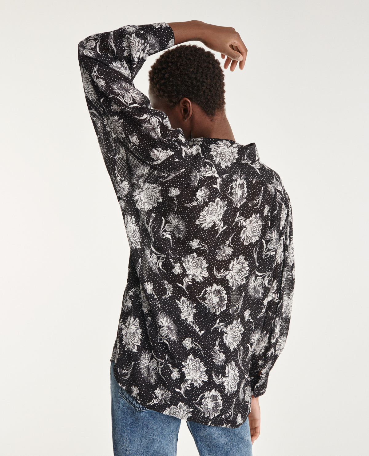 Oversized Shirt With Jacquard Print | Women | Black