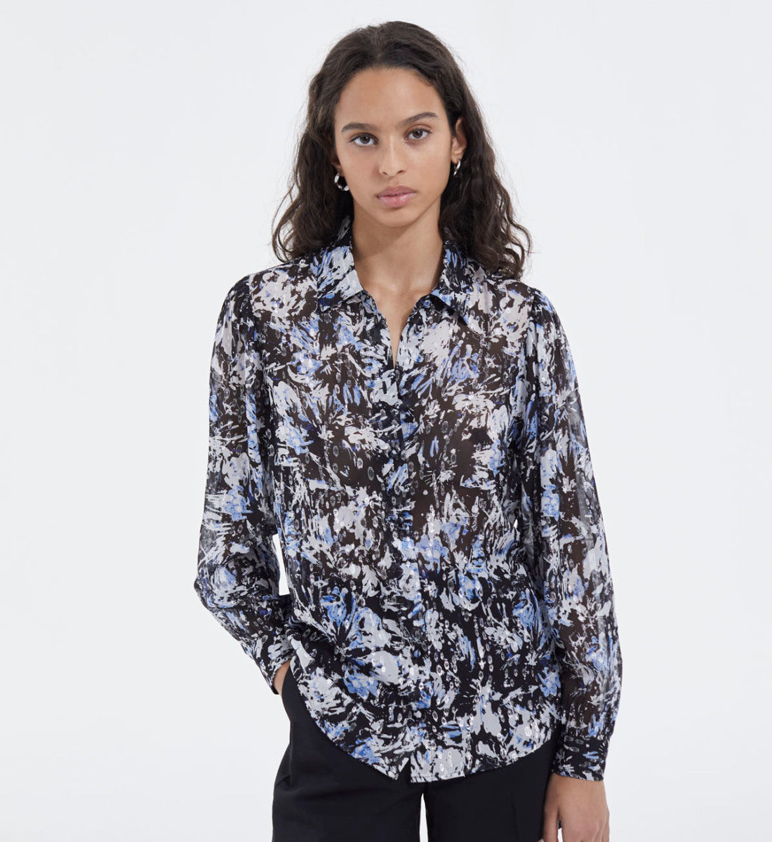 Fitted And Patterned Shirt | Women | Blue White