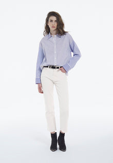 Straight-Fit Striped Formal Shirt | Women | Blue White