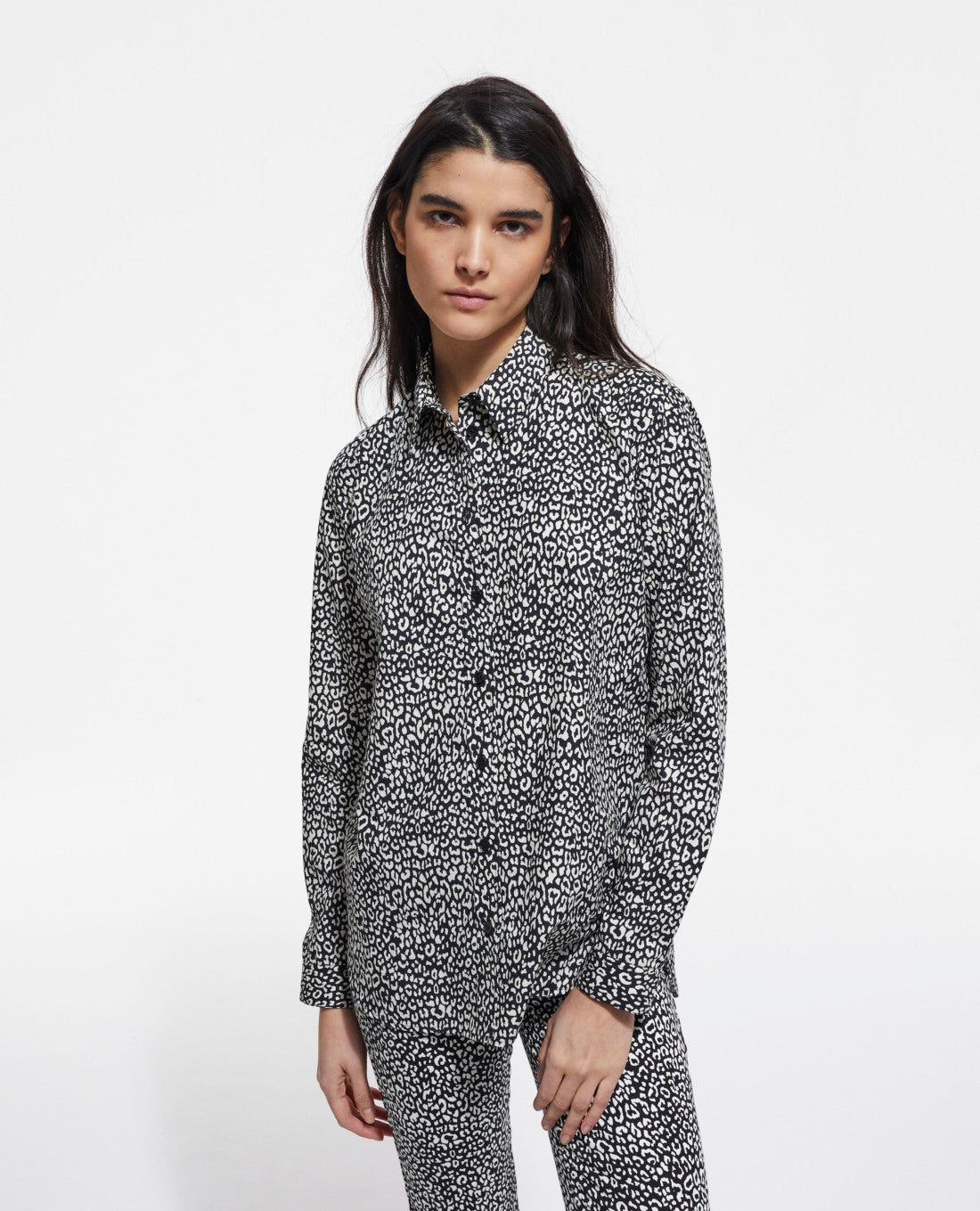 Leopard-Print Shirt | Women | Black x White