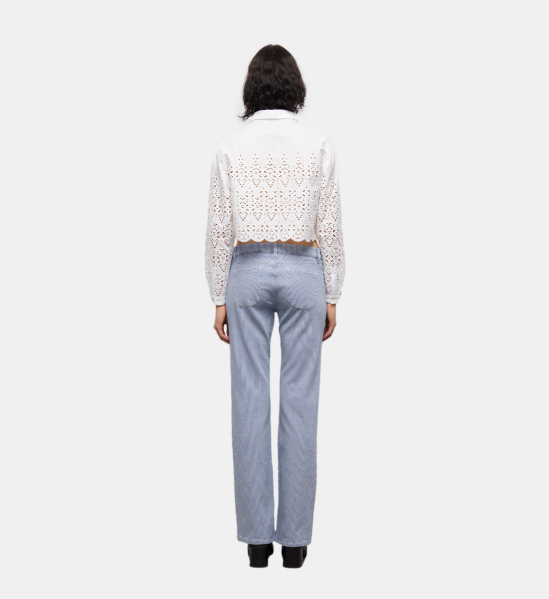 Short Shirt With Broderie Anglaise | Women | White