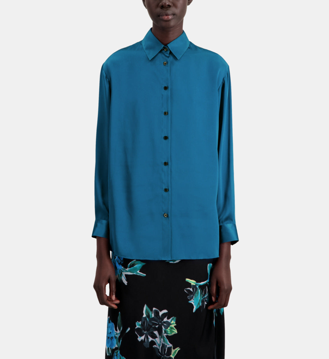 Silk Shirt | Women | Medium Blue