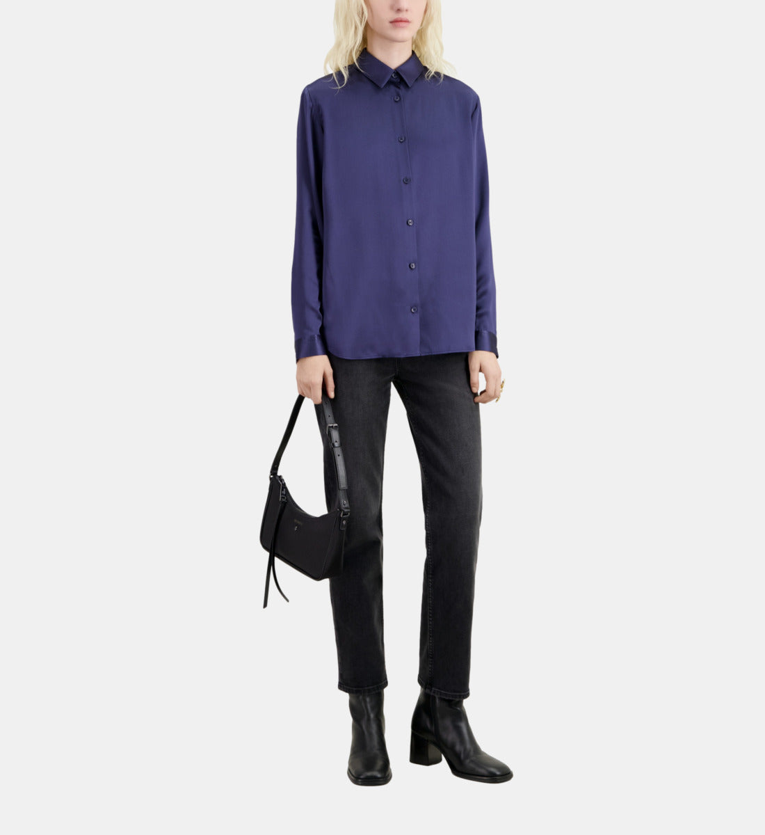 Satin Silk Shirt | Women | Night Blue