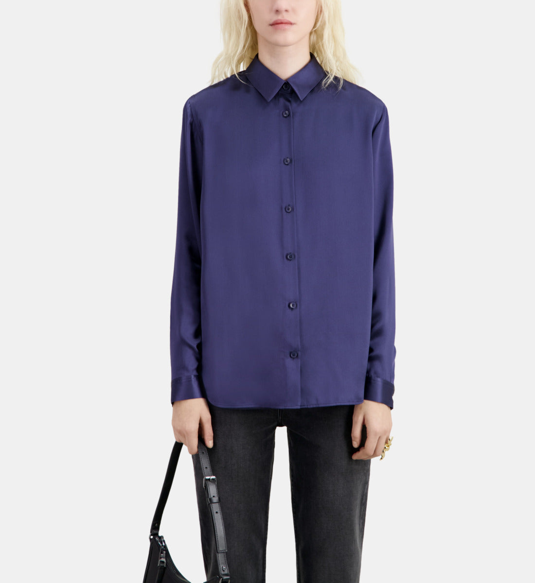 Satin Silk Shirt | Women | Night Blue