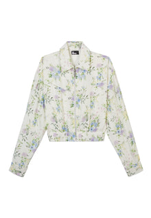 Floral Print Shirt With Zipper | Women | Light Blue x White