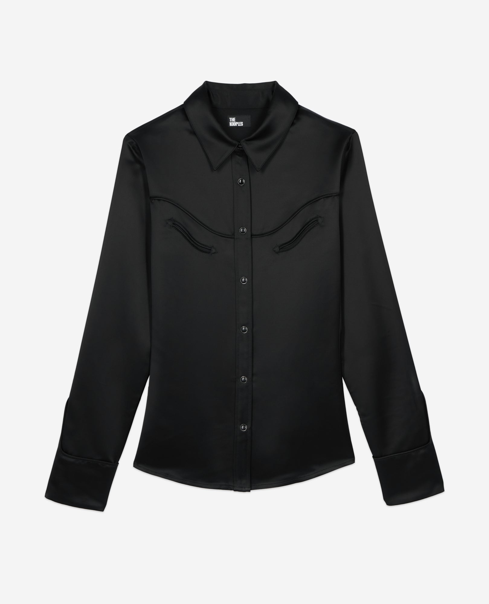 Western-Style Satin Shirt | Women | Black