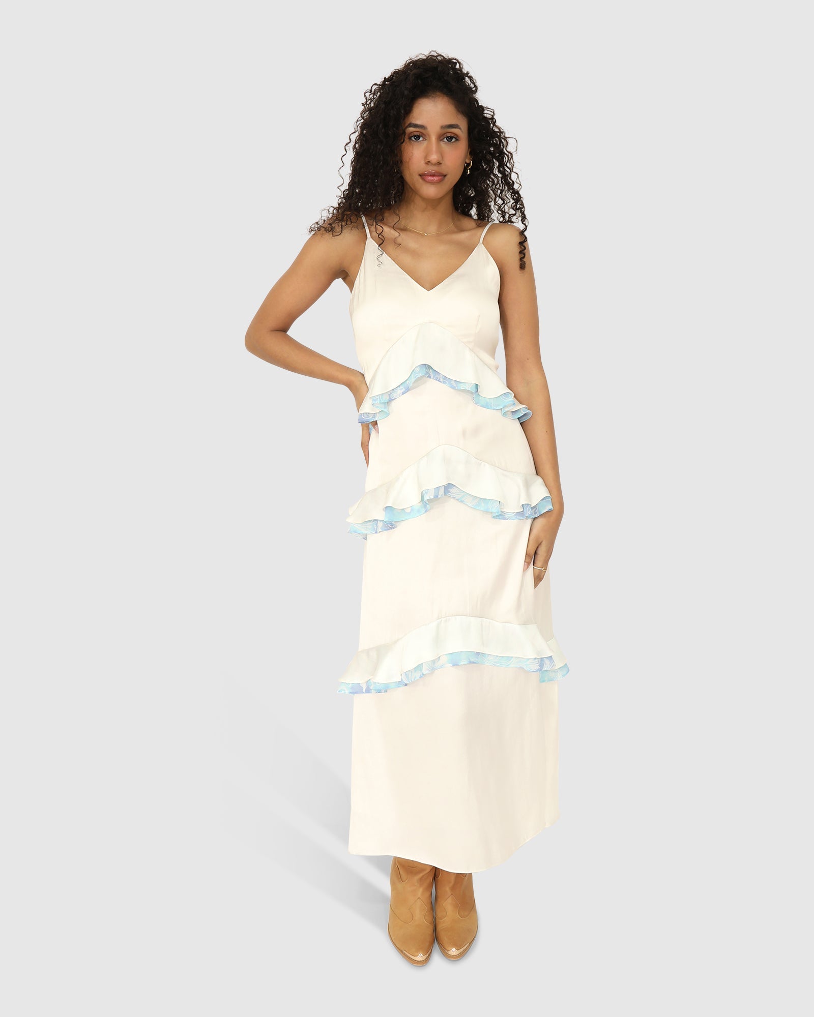 Women | Lovely Day Ruffle Maxi Dress | White