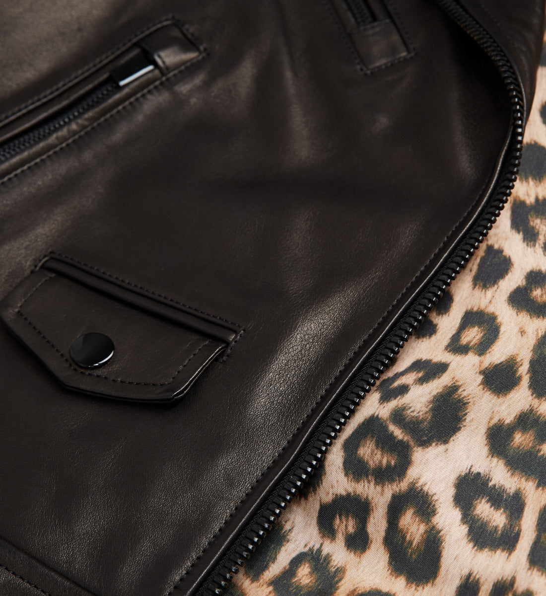 Leather Jacket With Leopard Lining | Women | Black