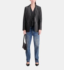 Leather Suit Jacket | Women | Black