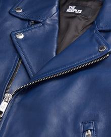 Leather Biker Jacket | Women | Royal Blue x Dark Navy