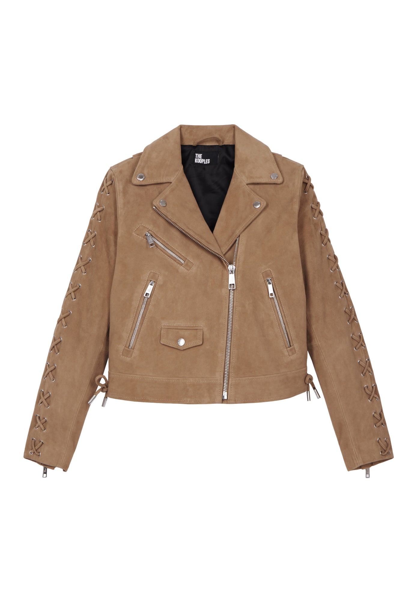 Suede Leather Biker Jacket | Women | Beige