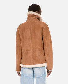 Short Shearling Coat | Women | Brown x Beige