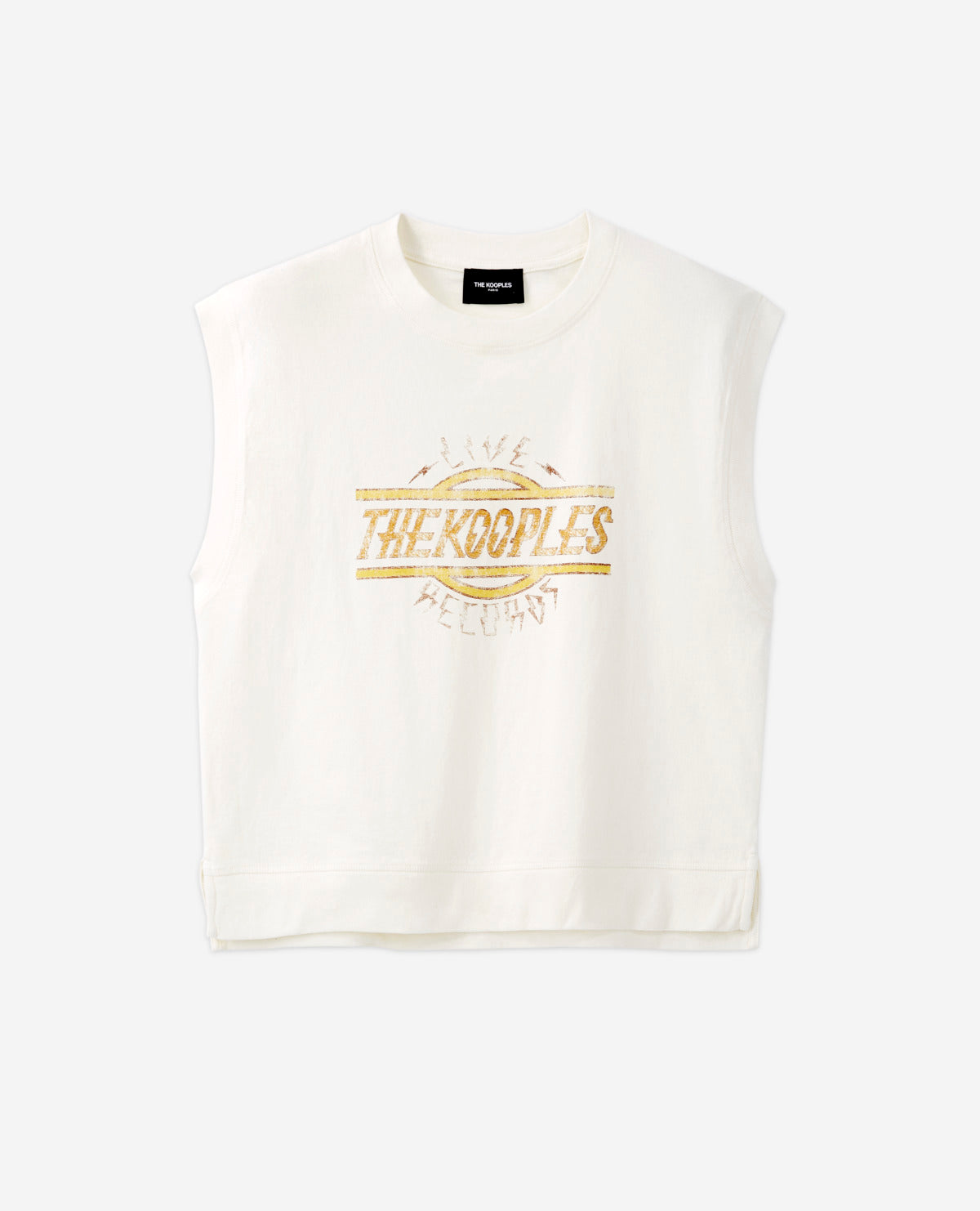 Sleeveless Printed Cotton T-Shirt | Women | Ecru