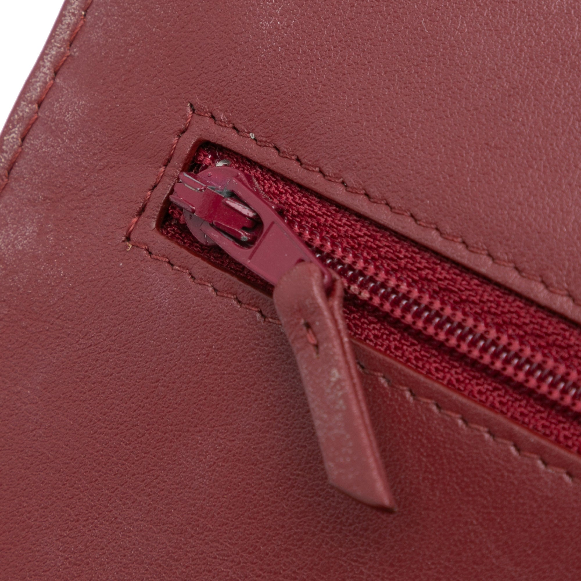 Chanel | Pre-Owned Quilted Aged Calfskin Gabrielle Wallet on Chain | Red/Bordeau