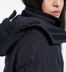 Long Down Jacket With Straps And Logo | Women | Black