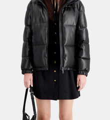 Faux Leather Puffer Jacket | Women | Black