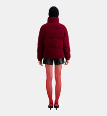 Velvet Puffer Jacket | Women | Dark Burgundy