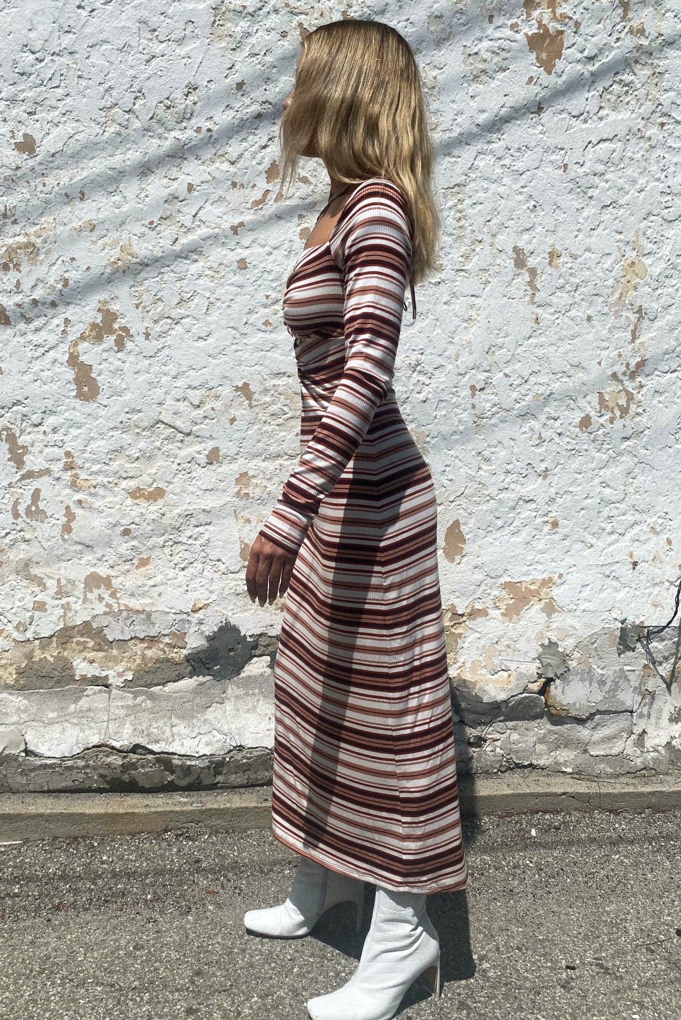 Jordana Midi Dress | Brown Multi Stripe