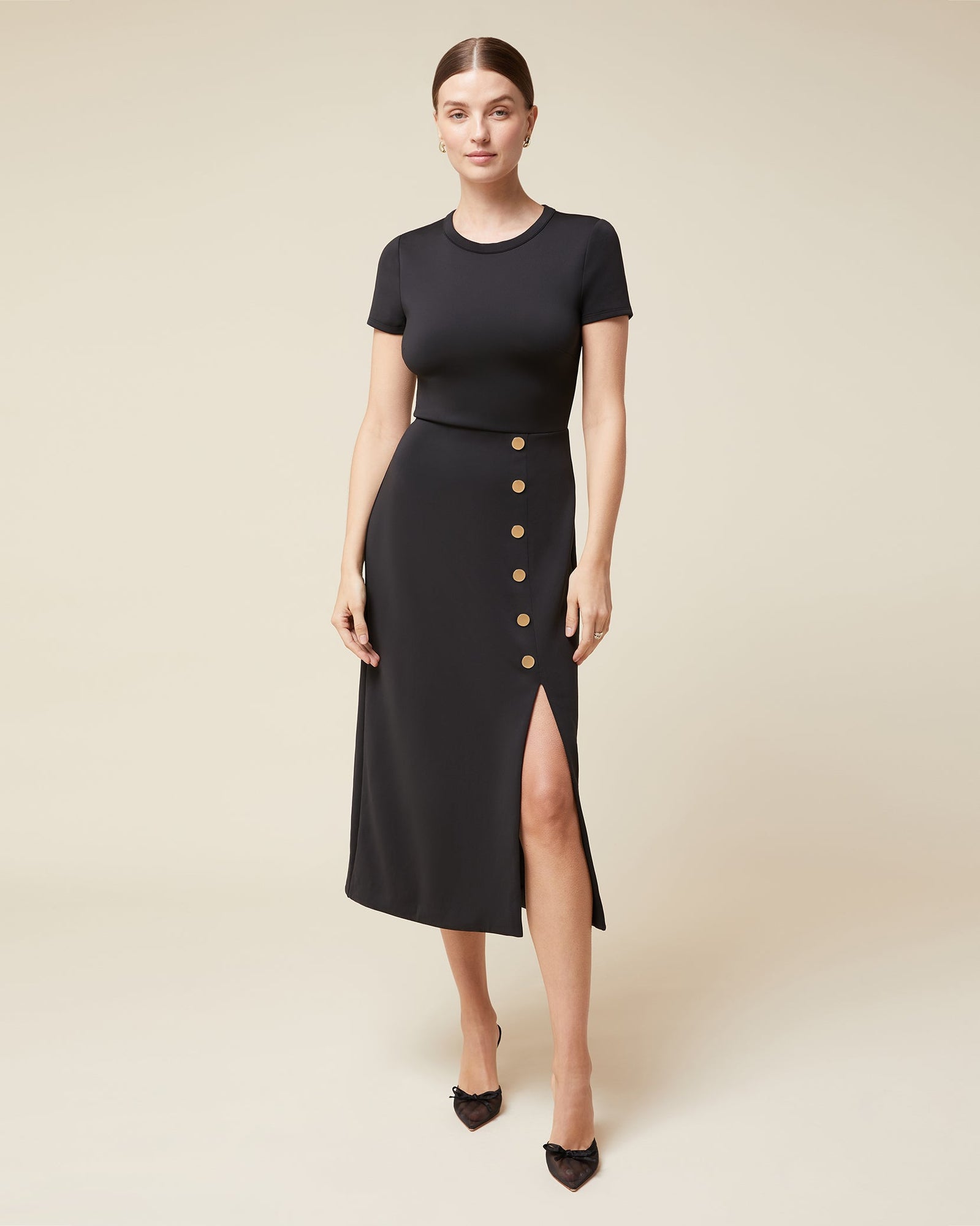 Rachel Parcell | Crew Neck Midi Dress | Black