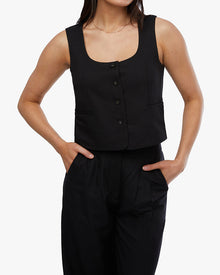 Scoop Tailored Vest | Black