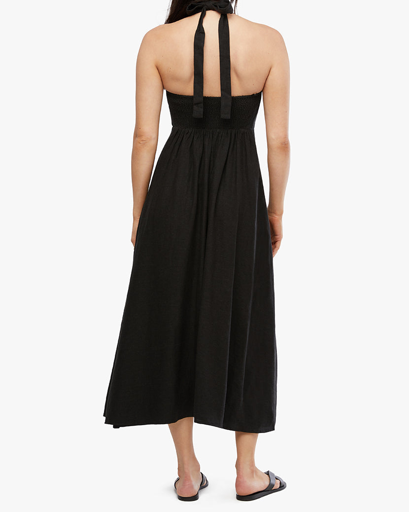Button Front Maxi Dress | Black