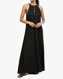 Flowy A-line Maxi Dress | Black