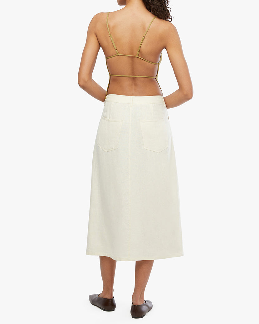 Front Slit Skirt | Antique White