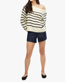 High Rise Flare Short | Raw Wash