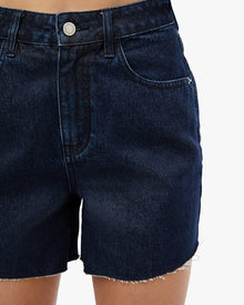High Rise Flare Short | Raw Wash