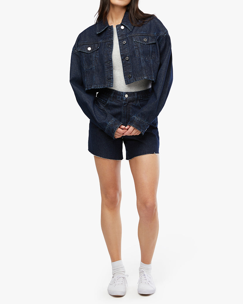 Cropped Denim Jacket | Raw Wash