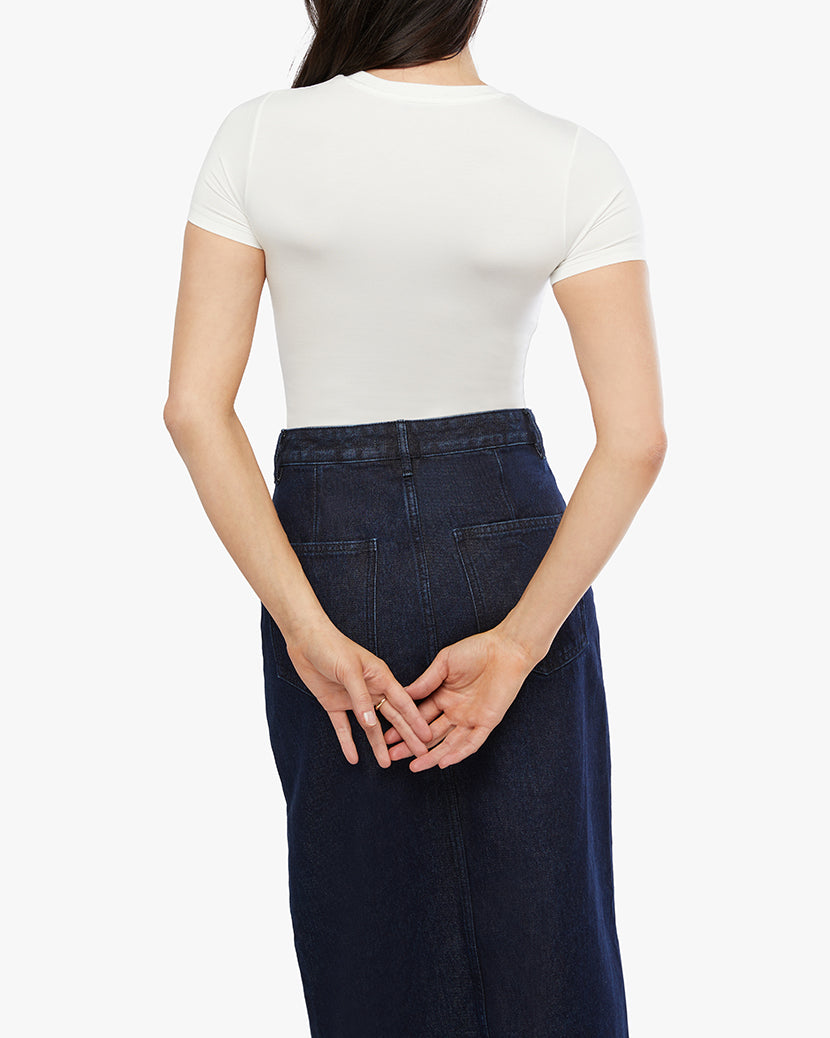 Fitted Crew Neck Top | White