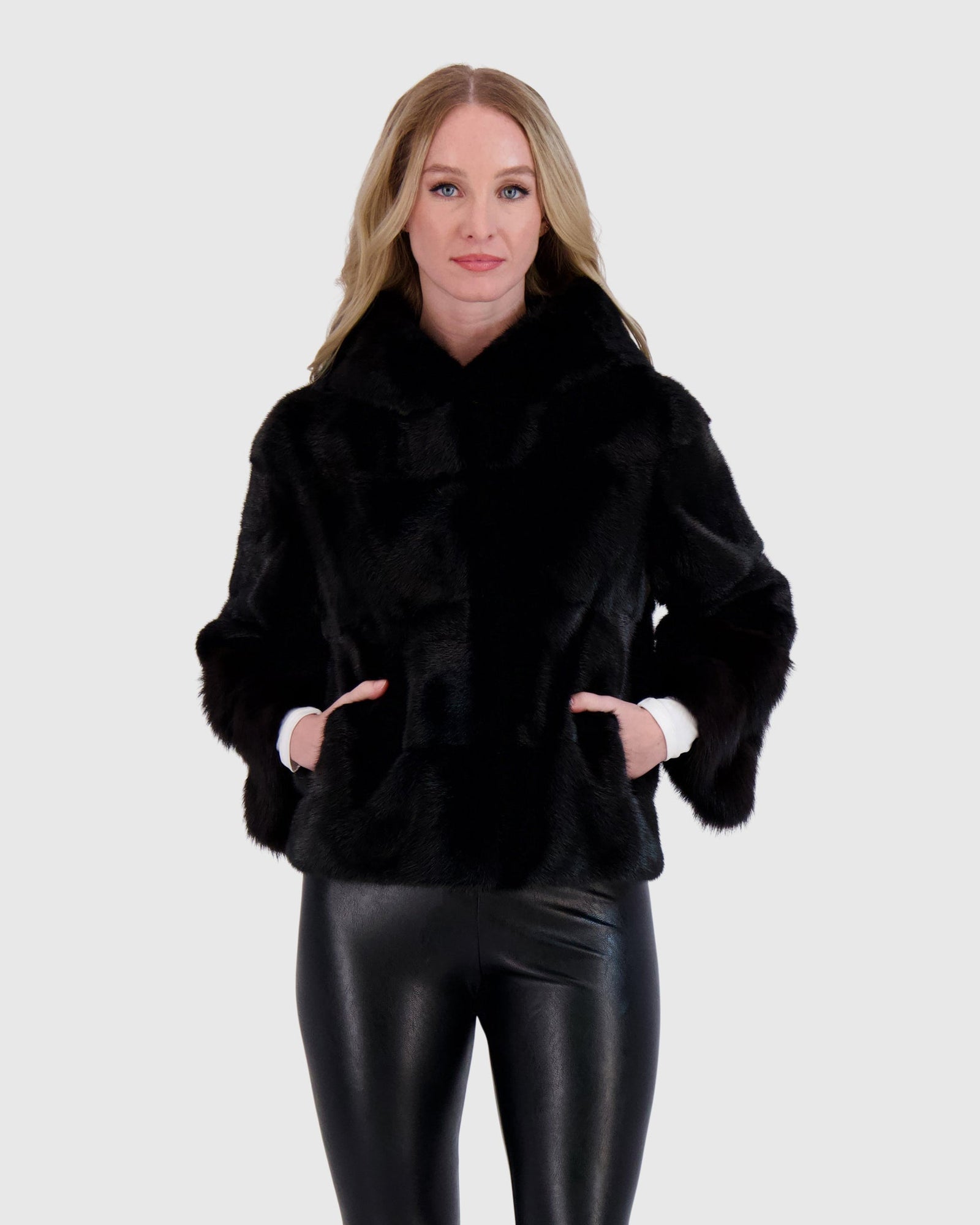 Mink Parka With Stone Marten Cuffs | Black