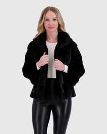 Mink Parka With Stone Marten Cuffs | Black