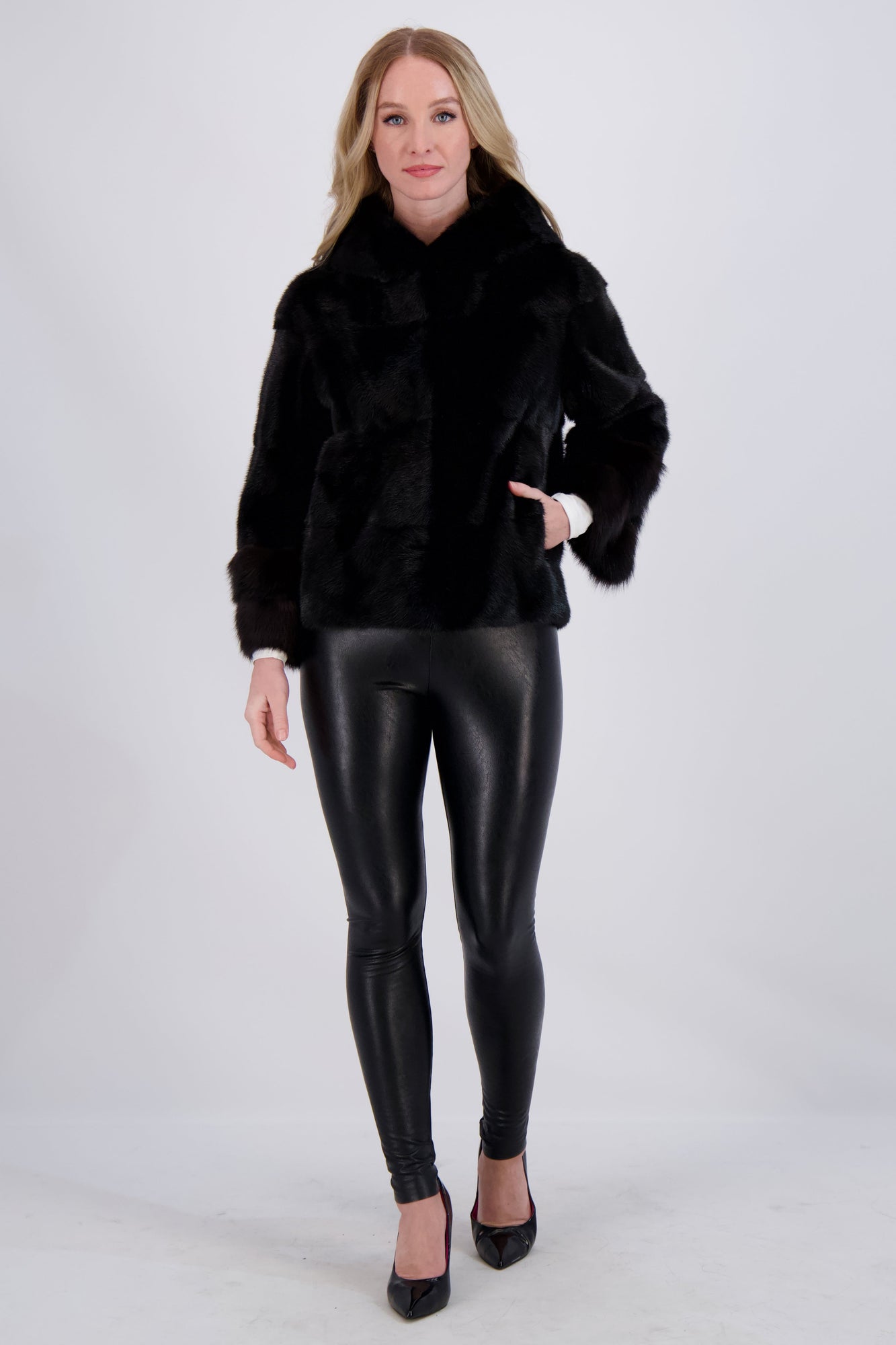 Mink Parka With Stone Marten Cuffs | Women | Black