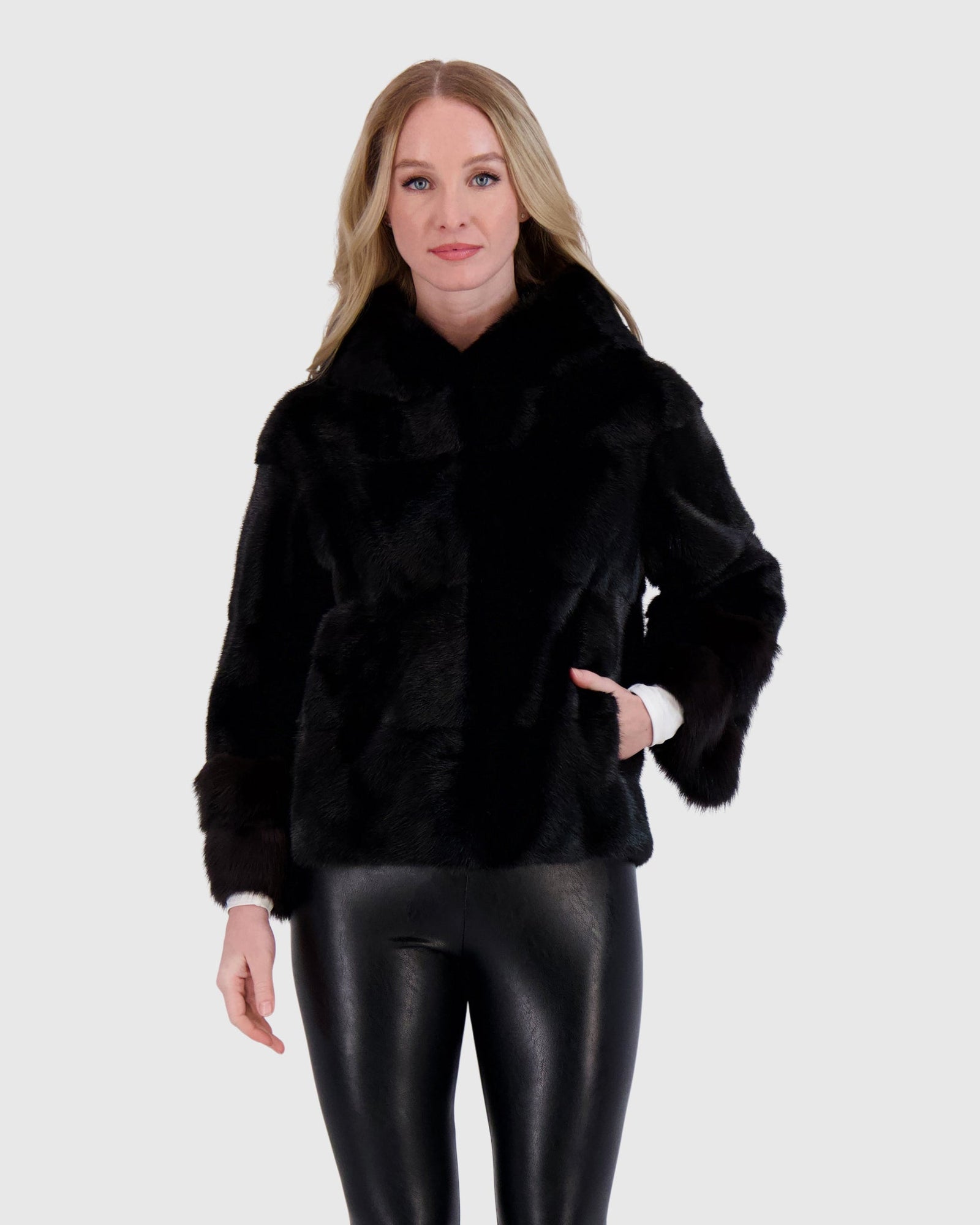 Mink Parka With Stone Marten Cuffs | Black