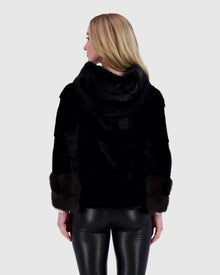 Mink Parka With Stone Marten Cuffs | Black