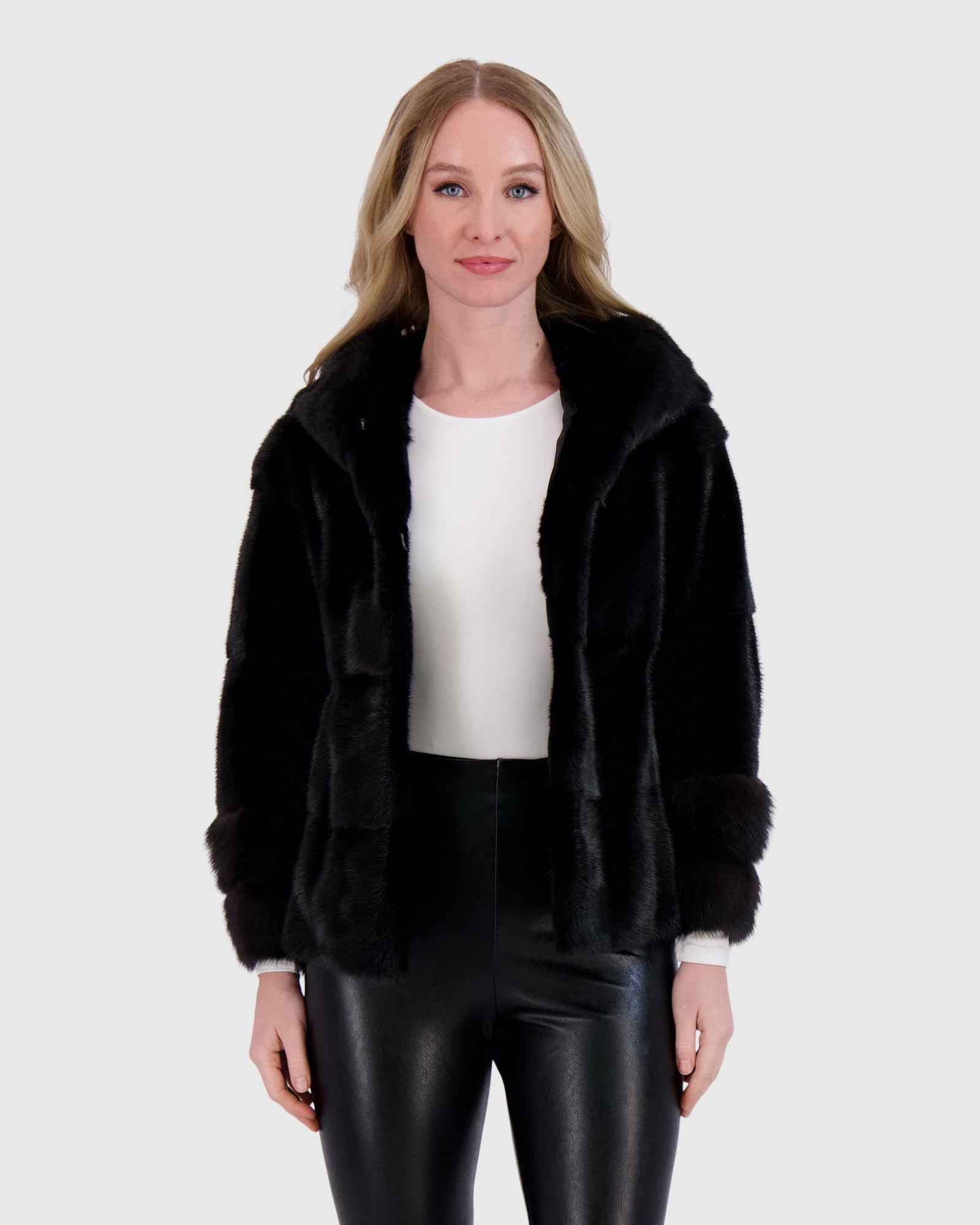 Mink Parka With Stone Marten Cuffs | Black