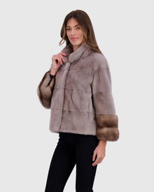 Mink Jacket With Stone Marten Trim | Stucco