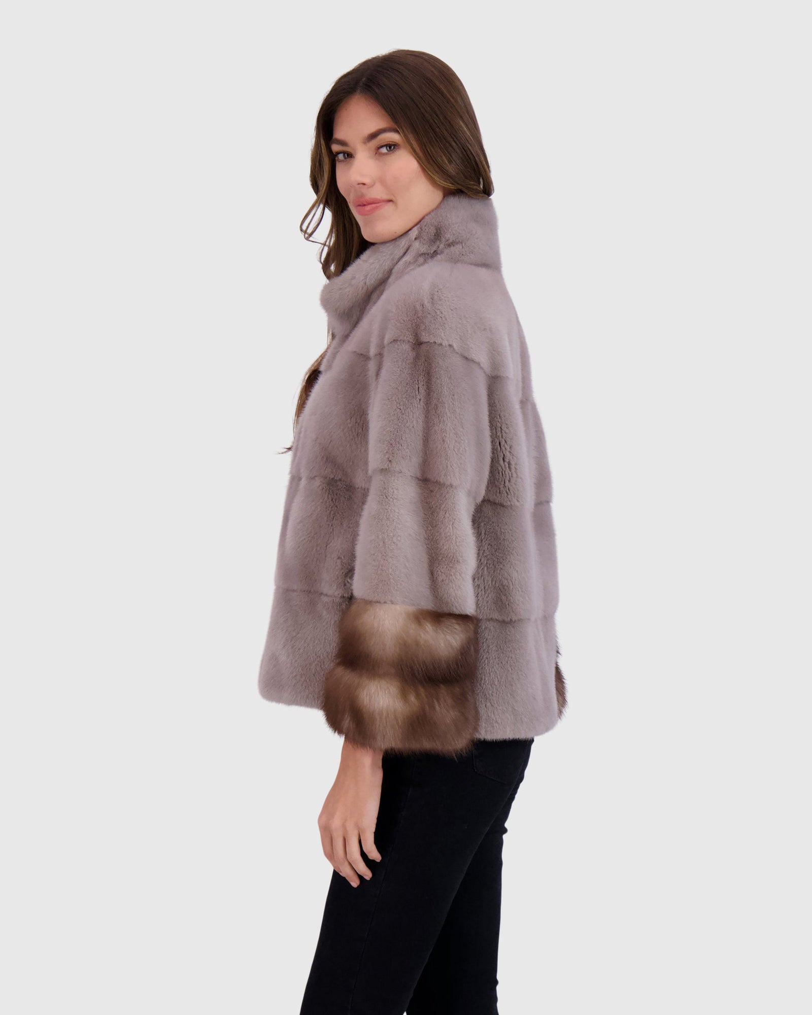 Mink Jacket With Stone Marten Trim | Stucco