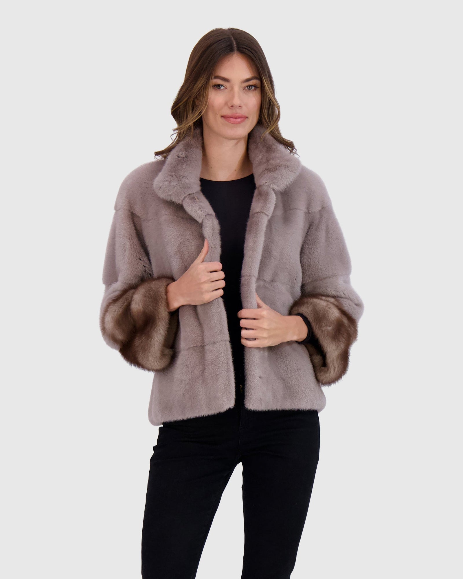 Mink Jacket With Stone Marten Trim | Stucco